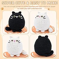 Vista 17 de Auspicious beginning Kit de ganchillo para principiantes, kits de ganchillo de 4 piezas, kits de animales de ganchillo familiares con tutoriales