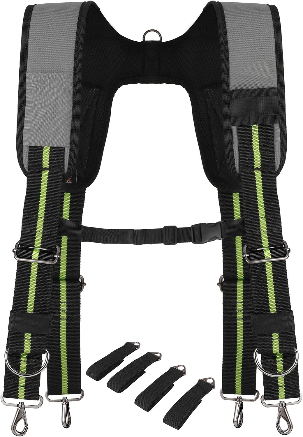 Padded Tool Belt Suspenders w/Chest Strap, Pencil Sleeve, Molle Clip | Durable 1000D Material & Metal Buckles/Hooks | Fully Adjustable Hi-Vis Harness | Construction Grade Carpenter Suspension Rig