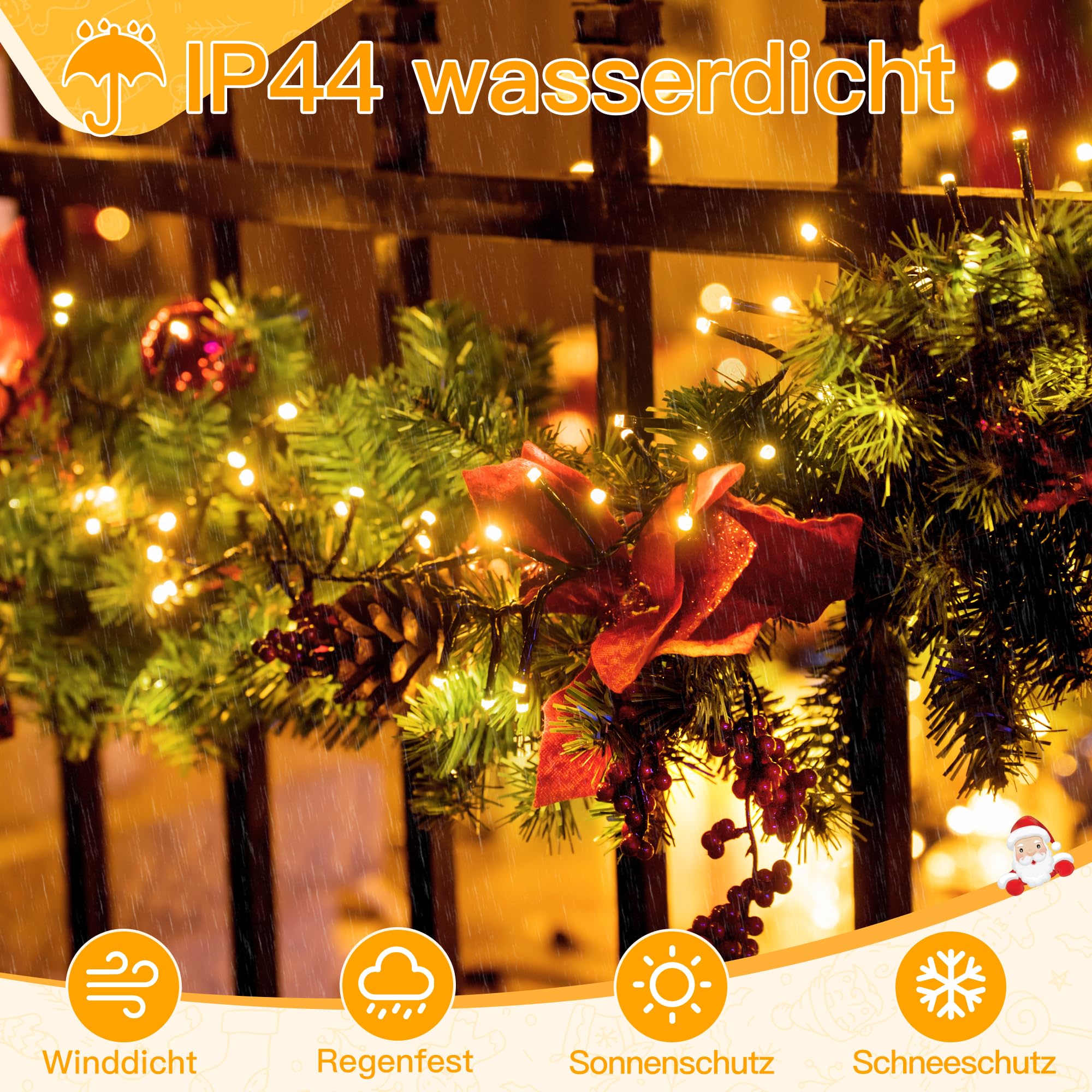 Cluster Lichterkette Weihnachtsbaum Außen 30 m 1500 LEDs, 8 Modi & Timer, Lichterkette mit Stecker & Fernbedienung IP44 wasserdicht für Weihnachtbaum Weihnachten Party Hochzeit (warmweiß)