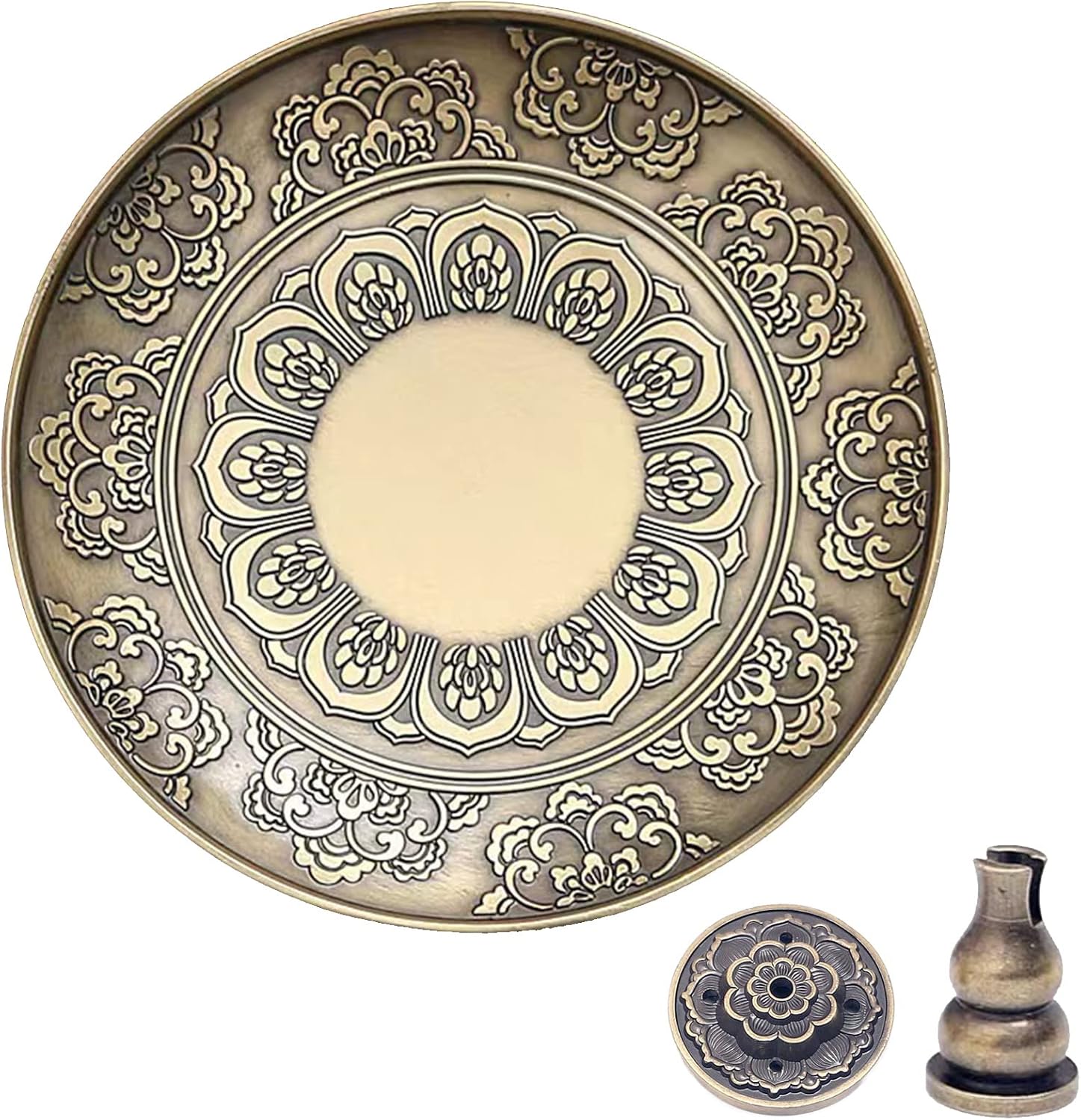 Brass Plate Incense Holder Set 3 in 1 Incense Burner for Smudging