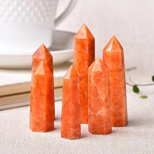 Miniatura 3 de MarkaJewelry - Puntos de cristal curativo de la torre de Obelisco de piedra de sol naranja (1.969-2.362in)