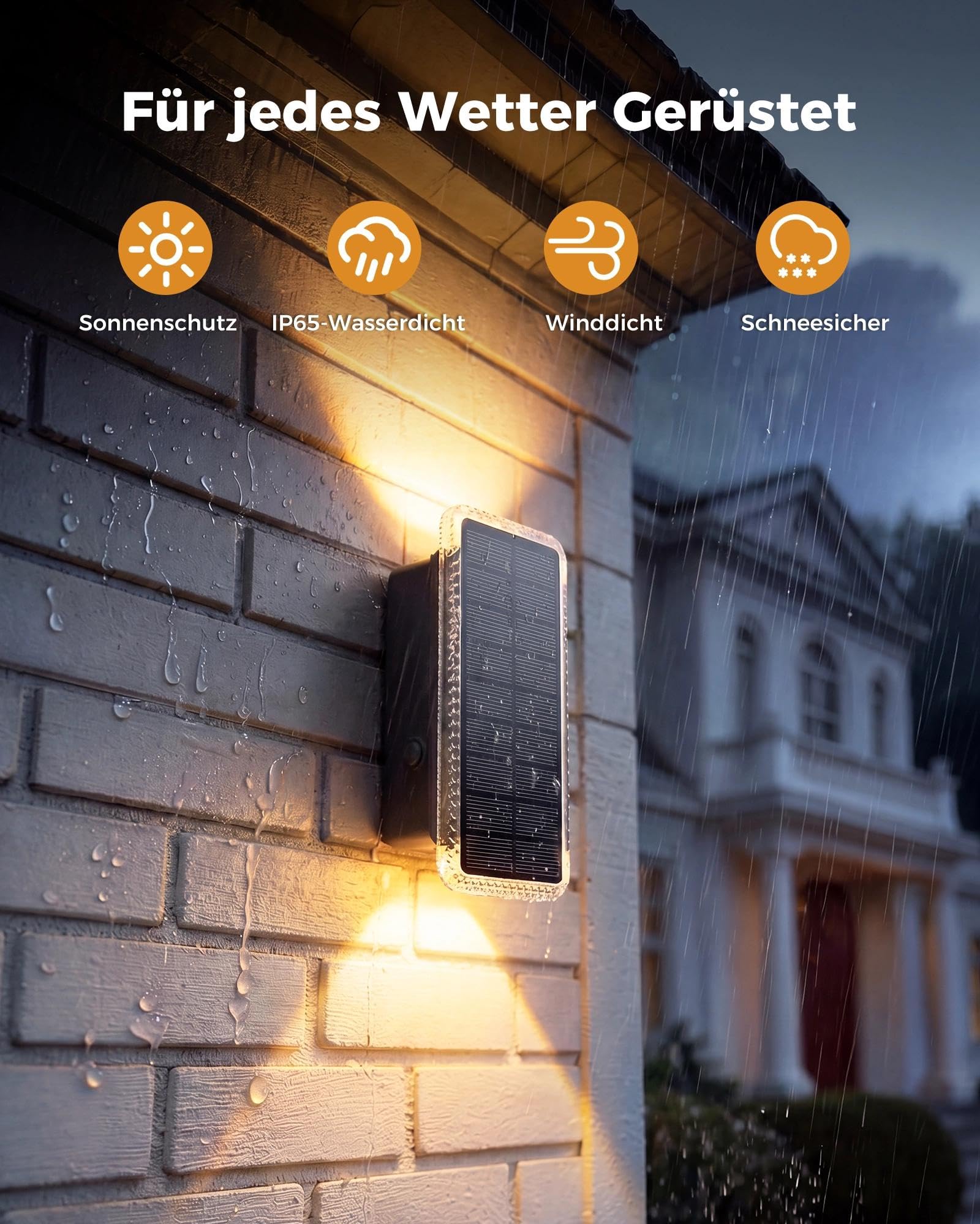 vighep Solar Wandleuchte Außen 8er-Set, Up & Down Leuchte Solar mit 5 Farbtemperaturen 3000K–6000K, IP65 Wasserdicht, Solarlampen für AußenWand und Gartenzaun, für Hauswand, Terrasse, Balkon, Eingang
