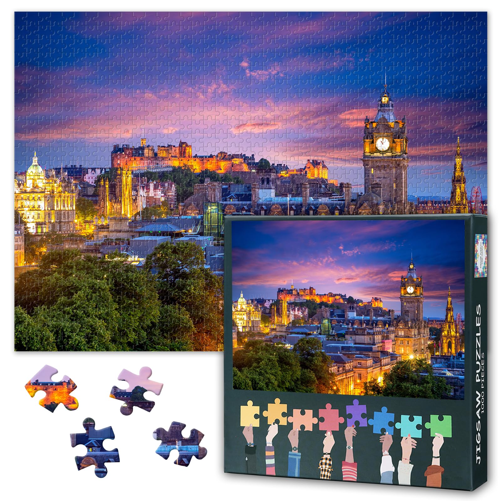 Edinburgh Cityscape Puzzles for Adults 1000 Pieces, Calton Hill Jigsaw Puzzles, Adult Puzzle for Adults, Educational Fun Games or Toys for Elders Friends 20X27 INCH