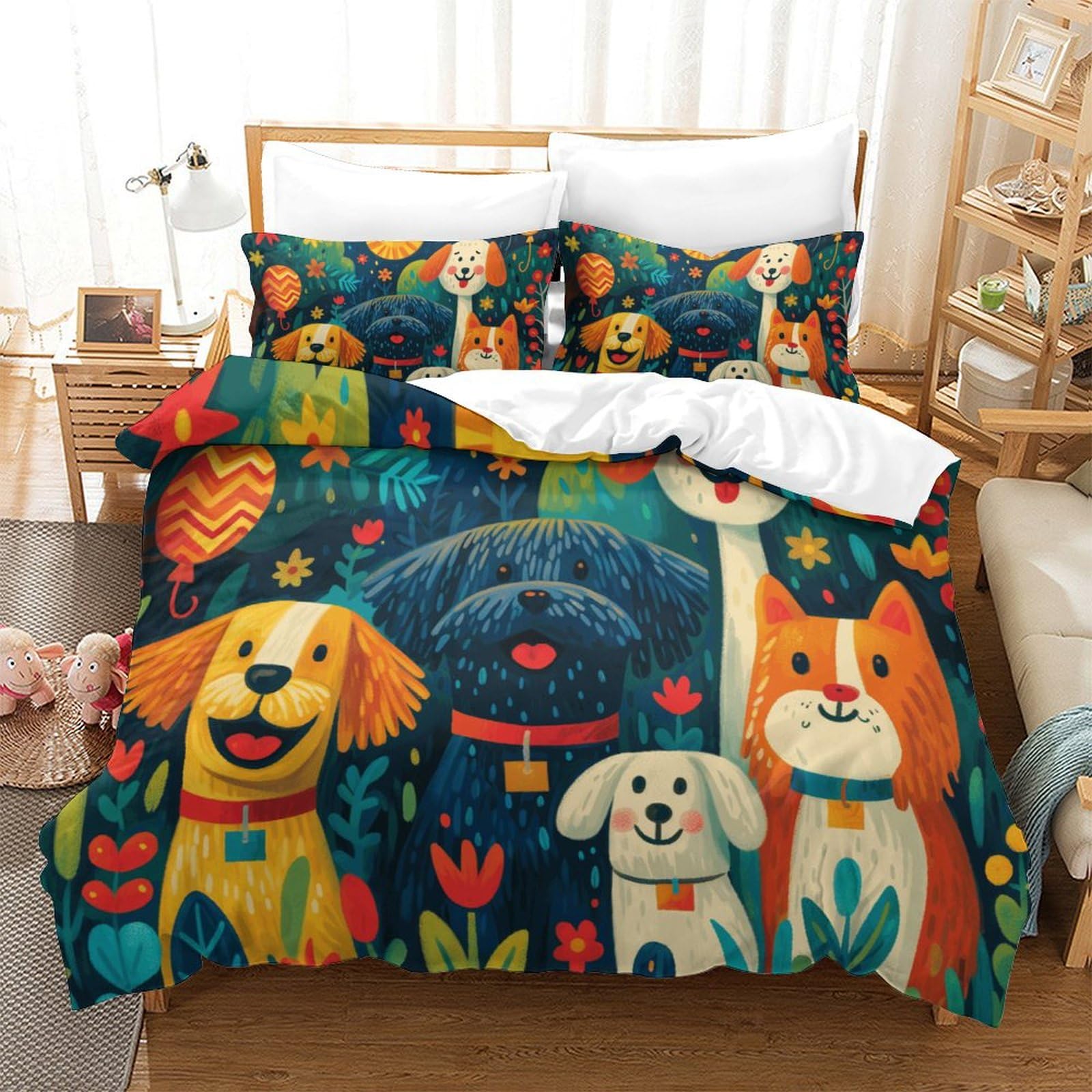 Housse couette 260x220 chien 3D : finie la couette qui glisse