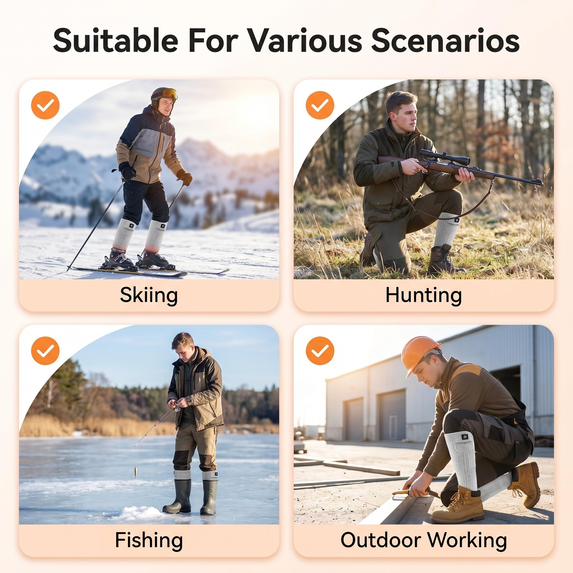 Chaussettes chauffantes pour homme et femme - Rechargeables, thermiques et électriques par temps froid - Chaudes pour la course, la marche, le camping, la randonnée, l'entraînement, le travail, le ski
