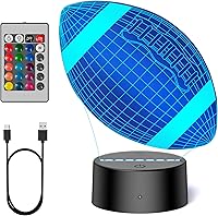 TECKNET 3D Football Night Light for Kids - 16 Colors LED Lamp, Remote & Touch Control, USB/Battery Powered Sports Decor & Gifts for Boys Girls 8-12