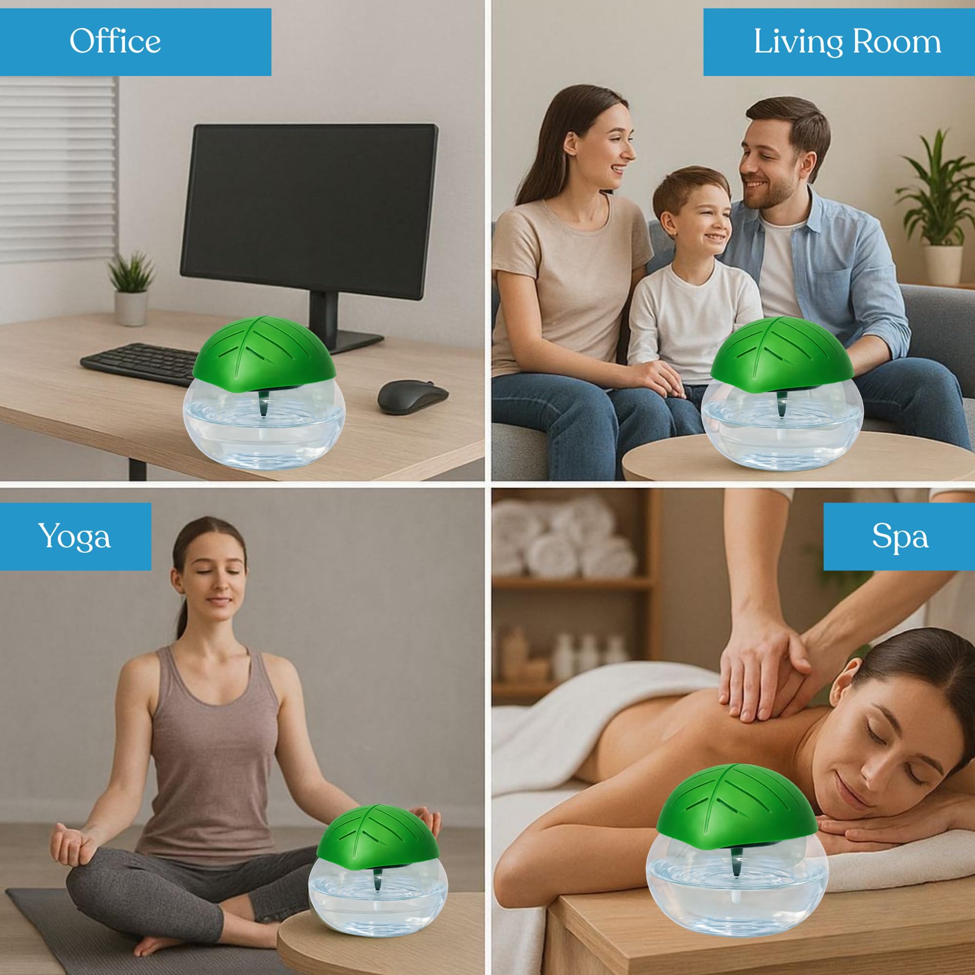 KROZENT Portable 3-in-1 Green Air Revitalizer | Aroma Diffuser with Free Aroma Oil | Humidifier with 1800ml Tank for Home, Office, Bedroom & Spa (2 Pack, Humidifier with Lemongrass) 4