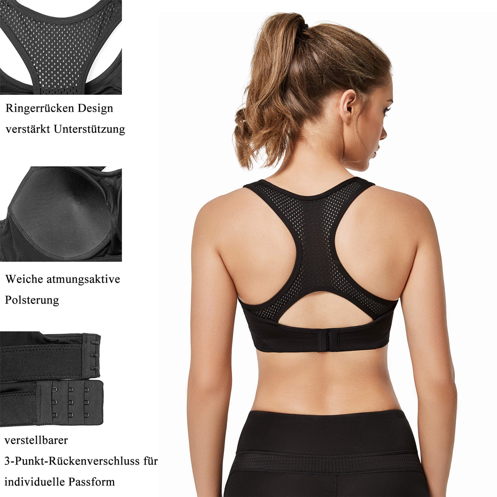 Yvette Donna Reggiseno Sportivo Forte Sostegno Bra Senza Ferretto Imbottite per Ginnastica Corsa Jogging Yoga