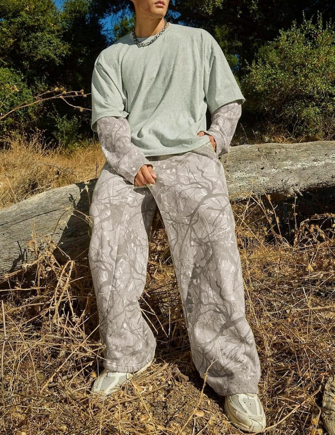 Mens Baggy Camo Pants Camouflage Sweatpants with Pockets,Camo Cargo Joggers for Gym Workout & Hiking - Image 3
