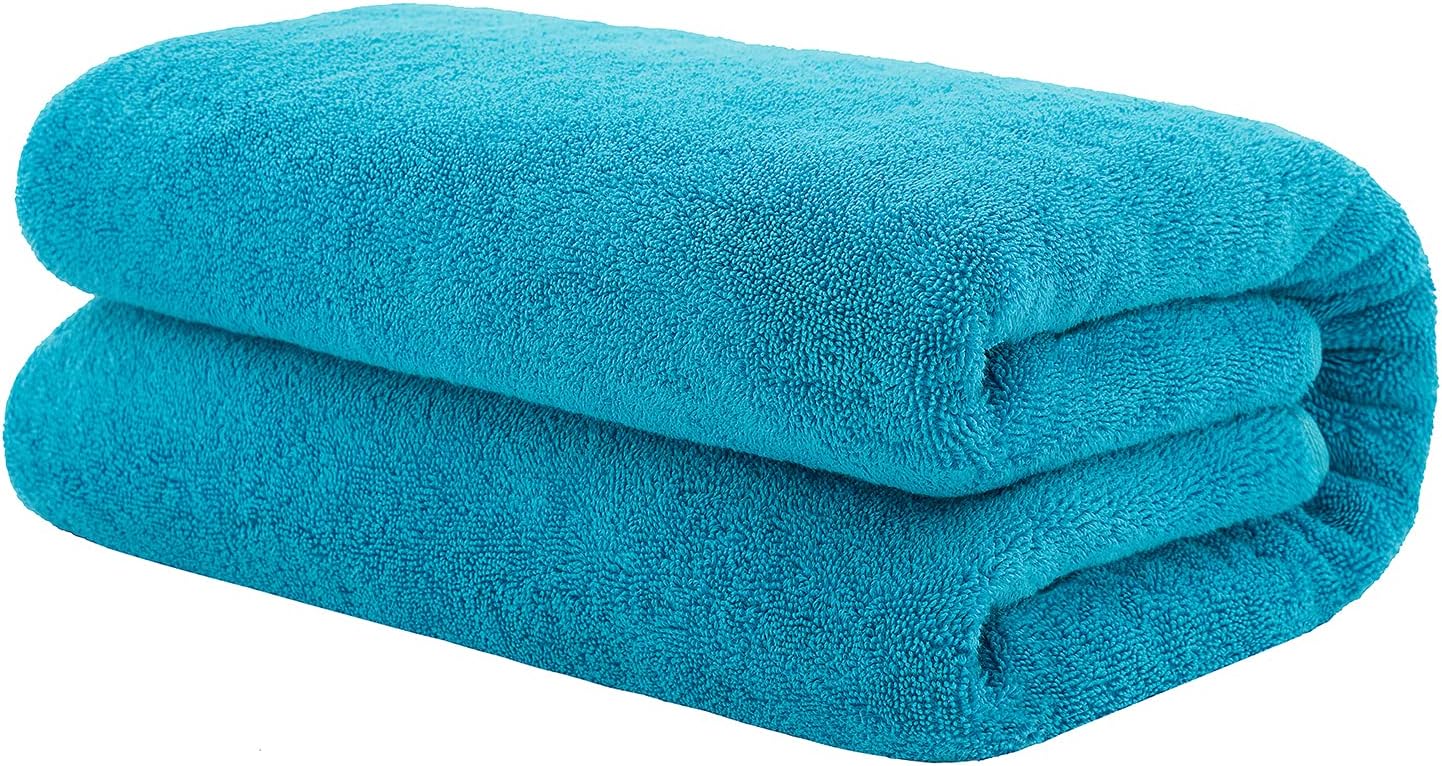 100% Cotton Oversized 40x80 Bath Sheet, Turkish Bath Towels for Bathroom Extra Large, Aqua Blue Bath Sheet
