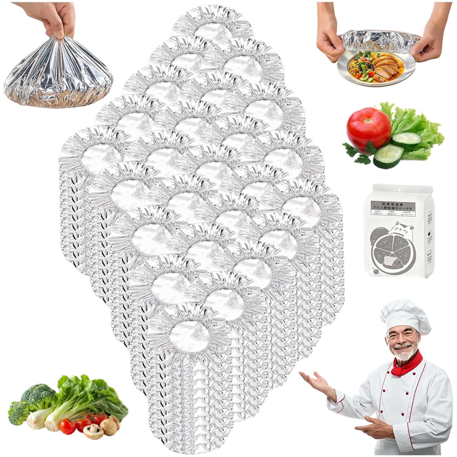 Reusable Aluminum Foil Food Covers: Heat Insulating & Thickened Elastic Lids for Hot Meals, Fresh-Keeping Tin Foil Bowl Covers for Kitchen Food Storage, Picnics and Leftovers (250 Pcs)