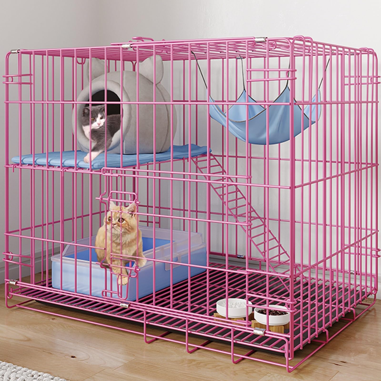 Gabbia per Gatti di Grandi Dimensioni da Interno, Pieghevole, a Doppio Strato, per Gatti, per Cani, per porcellini d'India, per furetti, per Allenamento degli Animali Domestici, Ideale per p