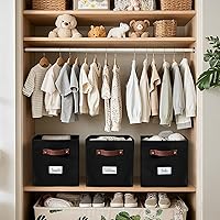 Vista 4 de DECOMOMO Storage Cubes, 13x13x13 Storage Cube Bins with Labels, Fabric Organizer Bins (13" / 6pcs, Black)