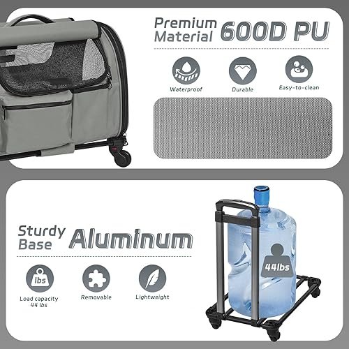 Miniatura 3 de Paw Ballet Transportador de mascotas con ruedas, duradero aprobado por aerolíneas para perros y gatos