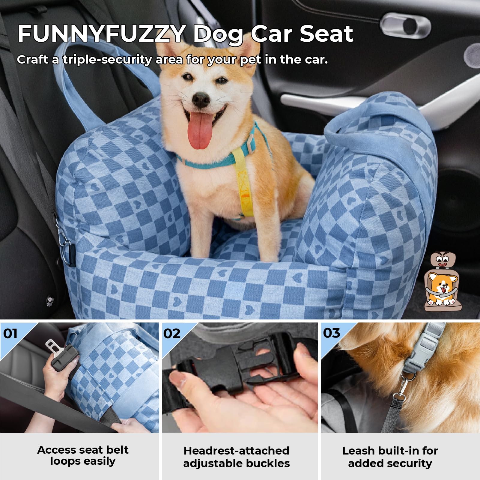 Funny Fuzzy Dog Car Seat RUseeN Small Dog Car Seat Booster With