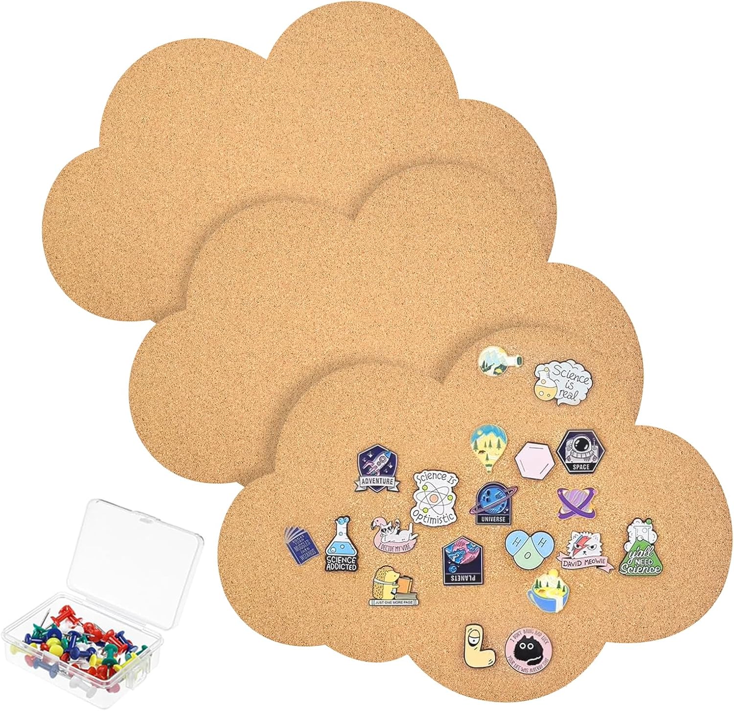 3 Pcs Cloud Cork Board Push Pin Display Board for Walls 0.5" Thick Cute Felt Bulletin Boards with Thumbtacks Cloud Vision Boards for Photo Decorative Brooch Pin Storage Office Home Decor, 12x8.6