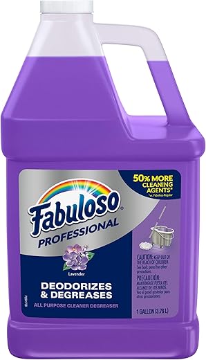 FABULOSO Professional All Purpose Cleaner & Degreaser Gallon Refill, Lavender, 4 Gallons Total (128 oz Bottle | Case of 4), Multi Purpose Cleaner, Bulk, Bathroom Cleaner, Floor Cleaner, Toilet Cleaner