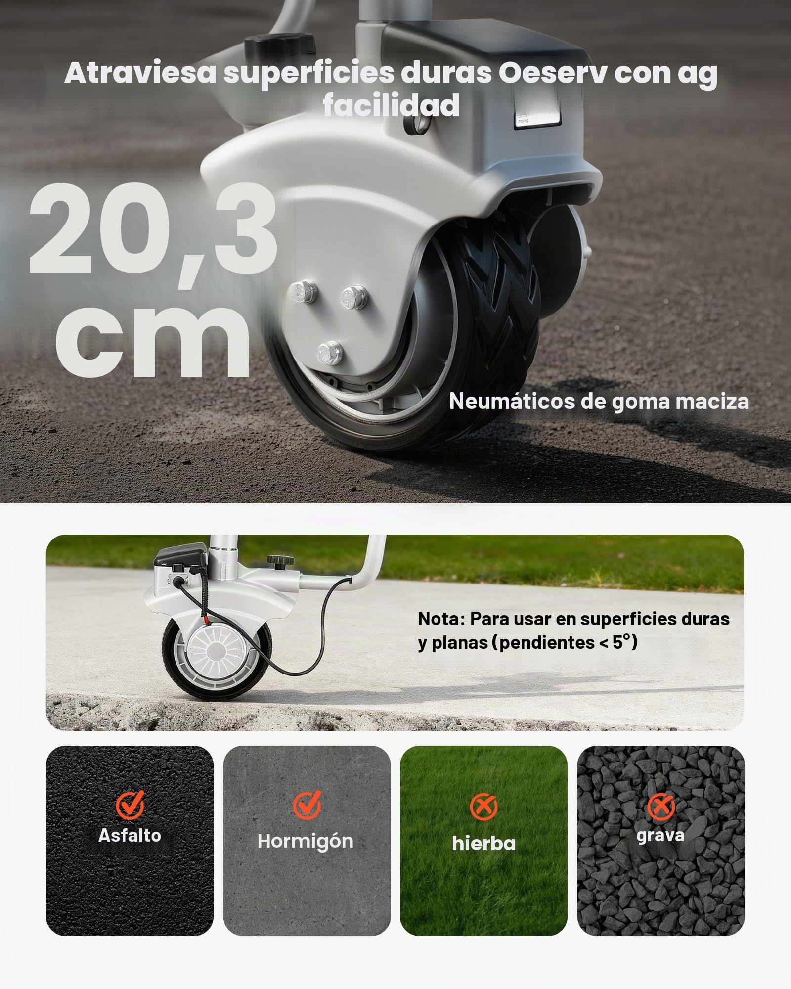 VEVOR Plataforma Rodante Eléctrica, Capacidad de Remolque 2,5 T, Rueda Motorizada 380 W y 12 V con Velocidad 7 m/min, Altura de Sujeción Ajustable y Neumáticos de Goma, para Caravanas y Barcos