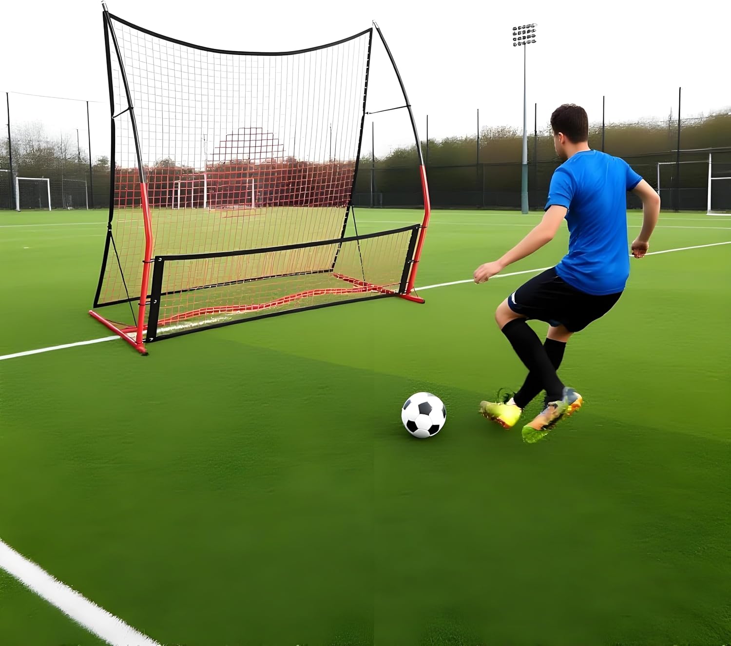 Garvee 2-in-1 Soccer Rebounder, Portable Soccer Rebounder Net, Large & Small Rebounder Net for Solo & Team Passing, Receiving, Trapping Practice, Weather Resistant, Metal Stakes & Carry Bag