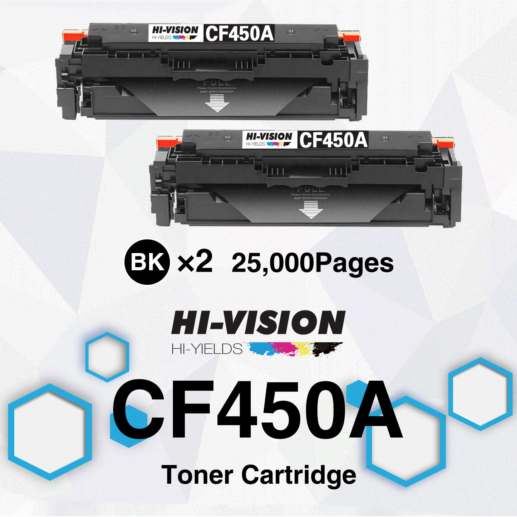 Black) HI-Vision Compatible 655A Black Toner Cartridge CF450A Replacement for Color Enterprise M652dn M652n M653dn M653dh M653x M681dh M681f M681f M681z Printer