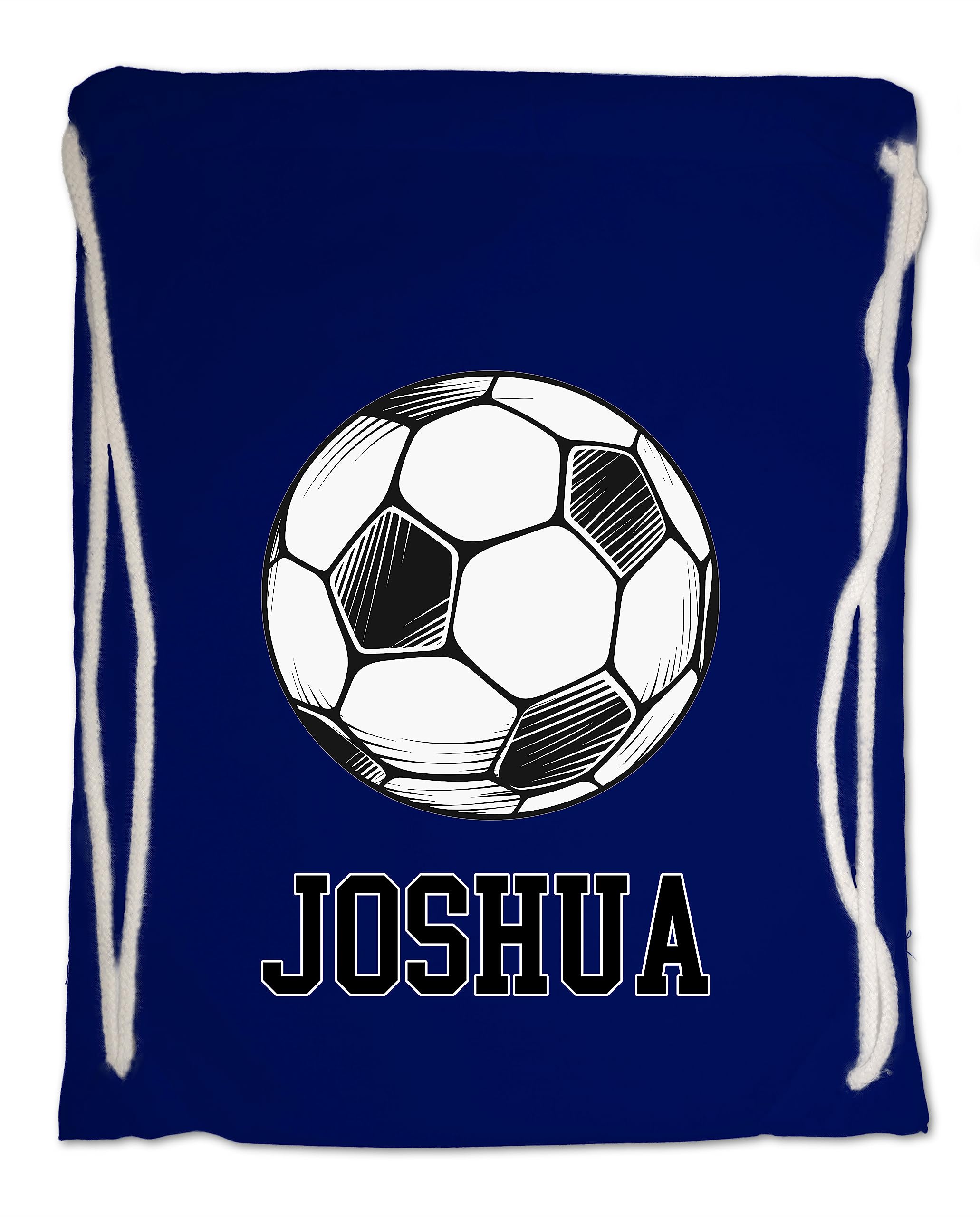 Kids Gym Bag. Personalised Any Name Football, Swimming, PE, School, Travel, Drawstring Bag (French Navy)