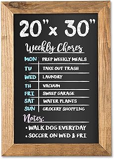 Ilyapa Rustic Wooden Magnetic Kitchen Chalkboard Sign - 20x30 Inch Brown...