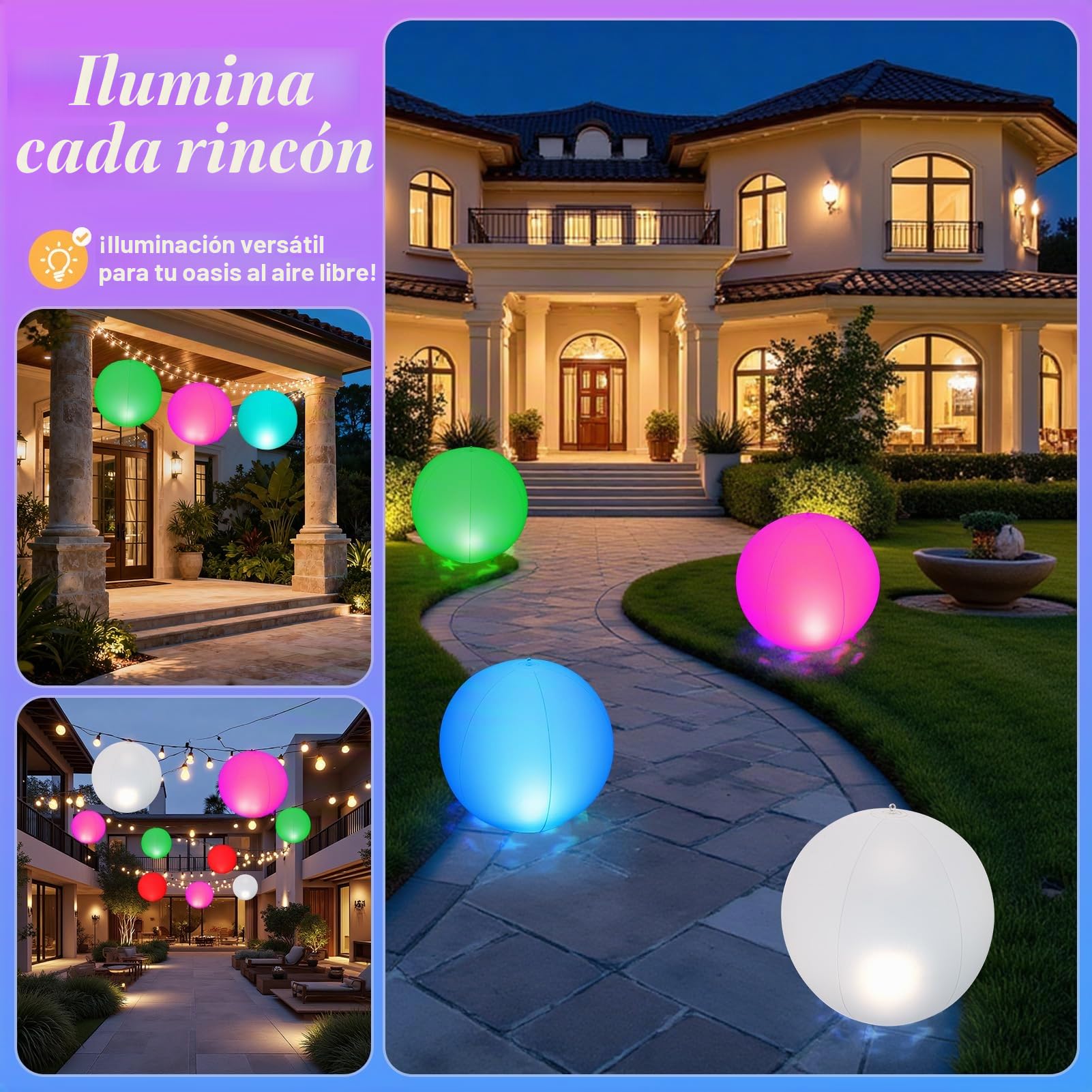 Luxfero Luces Flotantes Piscina Solares, Bola Luces para Piscinas, Luz Solar Piscina Flotante Que Cambian de Color y Representan Animales, Impermeables IP68 Bolas de Luz LED para Piscina - 2 Unidades