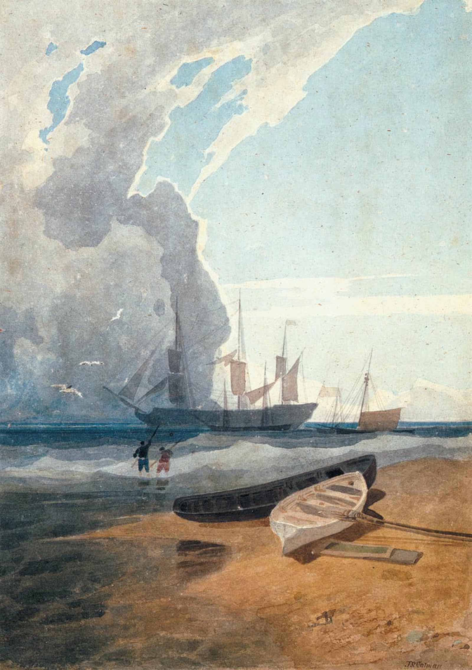 SERENDIPITP Vintage Picture Print on Canvas Wall Art Poster the Mars Riding At Anchor off Cromer by Sell Cotman Artwork Print Poster for Wall Decor 60x90cm