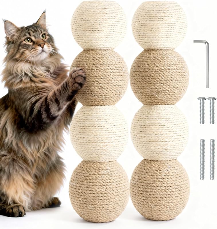 Poste Arranhador para Gatos em Sisal Natural com Parafuso M8 YOCAN Branco 35,05 x 10 cm Pacote com 2