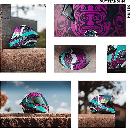 Miniatura 4 de HAX HUICHIOL - Casco de motocicleta de cara completa de obsidiana con doble visera para adultos, motocicleta de calle, con pinlock listo para