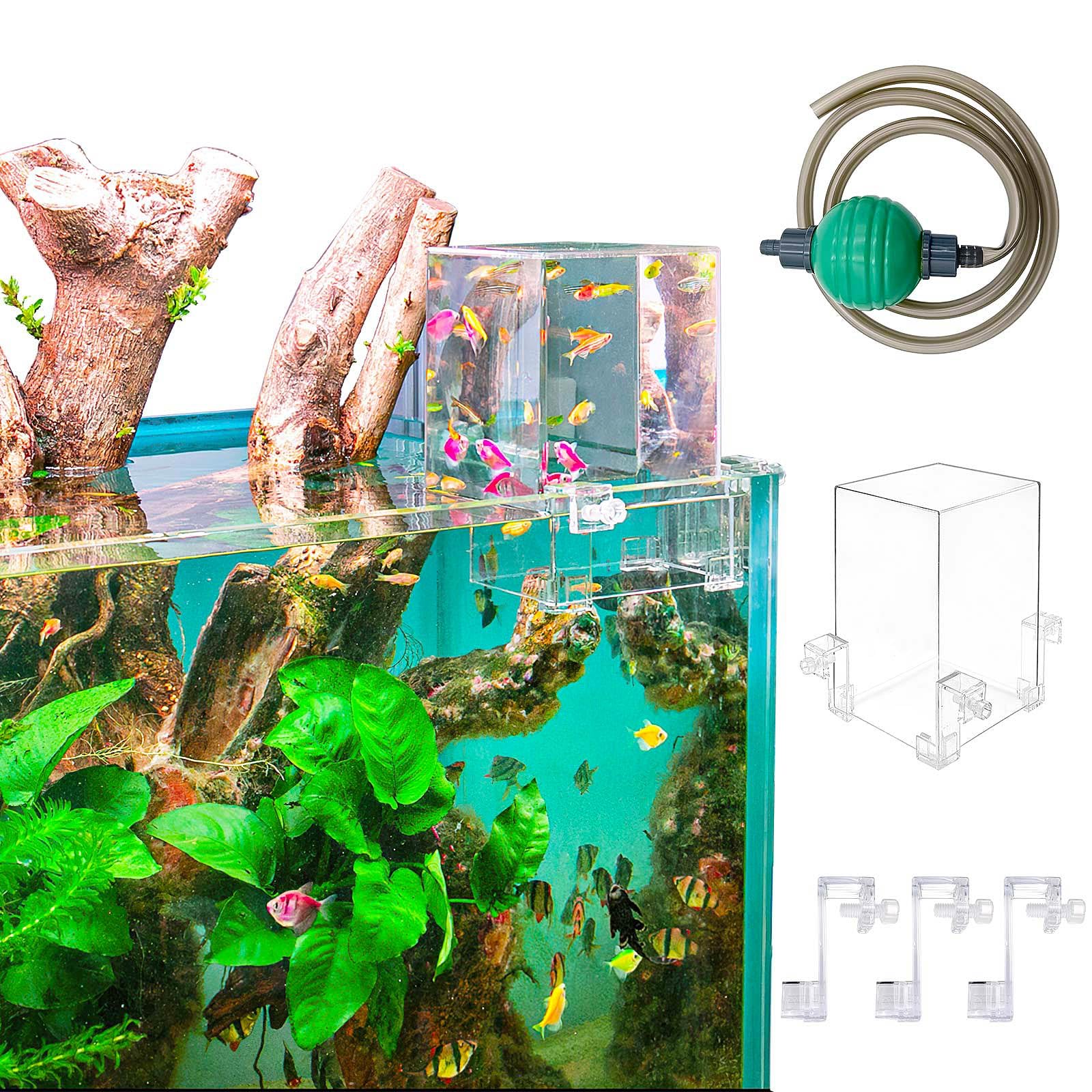 DEGGOX Vacuum Suspended Fish Tank – 0.8 Gallon Negative Pressure Aquarium with Clear Fish Elevator, Auto-Refill Water System, Increases Fish Activity