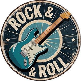 Rock And Roll Metal Sign 8x8in