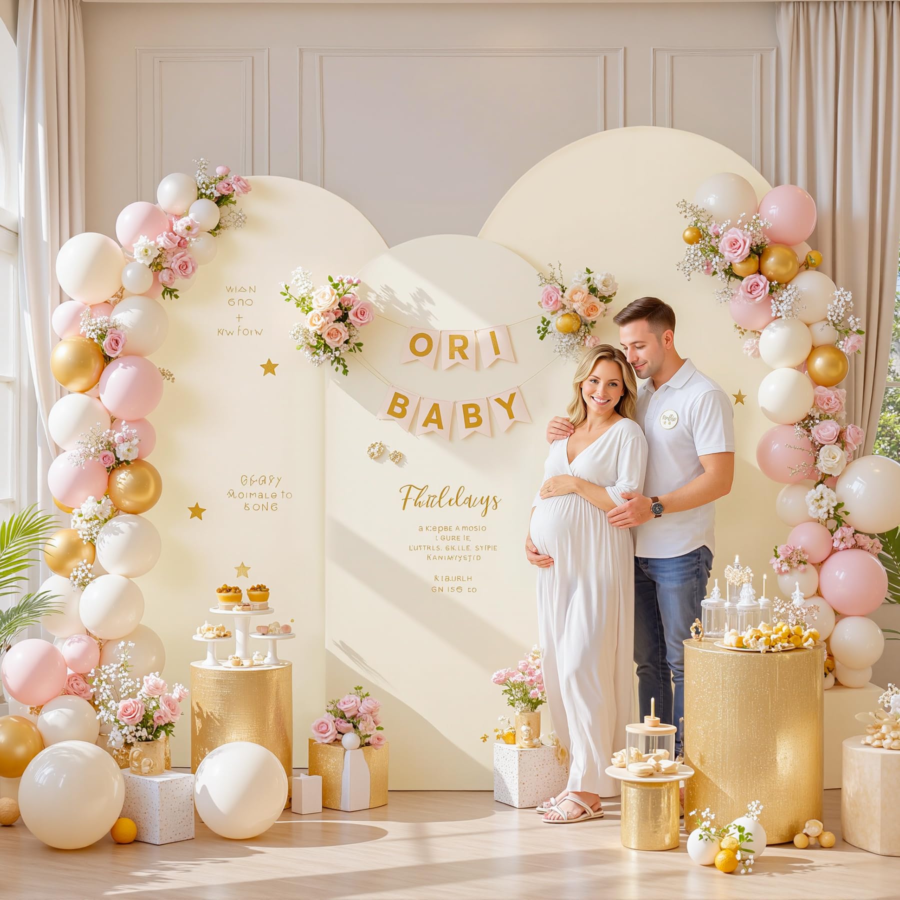 Beige Arch Backdrop Cover 7.2ft 6.6ft 6ft Arch Cover Set of 3 Arch Covers Stretchy Backdrop for Wedding Party Baby Shower Birthday Photography Spandex Arch Stand Covers Backdrop Curtains Decor