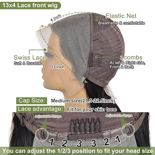 Miniatura 3 de Alipeacock Peluca corta estilo Bob de 13 x 4 con encaje frontal, pelucas de cabello humano 150 % de densidad brasileña virgen lacio Bob para mujeres