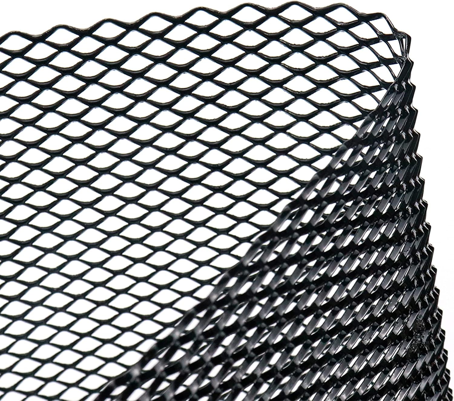 Modengzhe Car Grill Mesh,40 x 13 inch Universal Black Mesh,Aluminum Alloy Automotive Grilles Mesh Roll Insert Bumper,4 x 8 mm Rhombic-Shape Grids