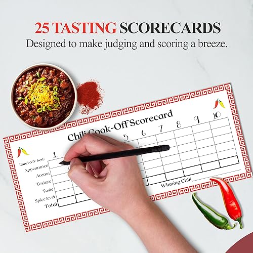 Miniatura 9 de Chili Cook Off Competition Scorecard - Chili Judging Ballots for Your Chili Cook-off - 25x voting cards - USA Made and Designed