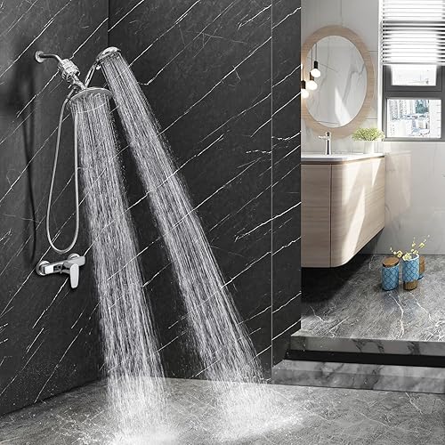 Miniatura 7 de Cabezal de ducha con doble filtro de 79 pulgadas, manguera de mano, rociador de lluvia de filtración, filtro de agua de 20 etapas para cabello con