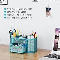 Vista 3 de Organizador para escritorio EasyPAG, malla metálica, 9 compartimentos, gavetas para escritorios con bandeja, Azul