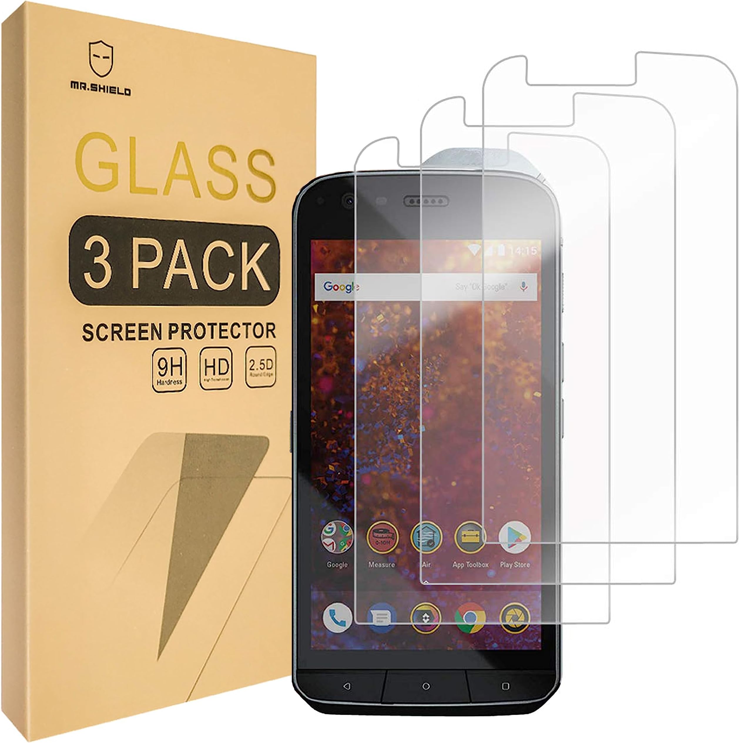 Mr.Shield [3-PACK] Designed For Cat S61 [Tempered Glass] Screen Protector [Japan Glass With 9H Hardness] with Lifetime Replacement