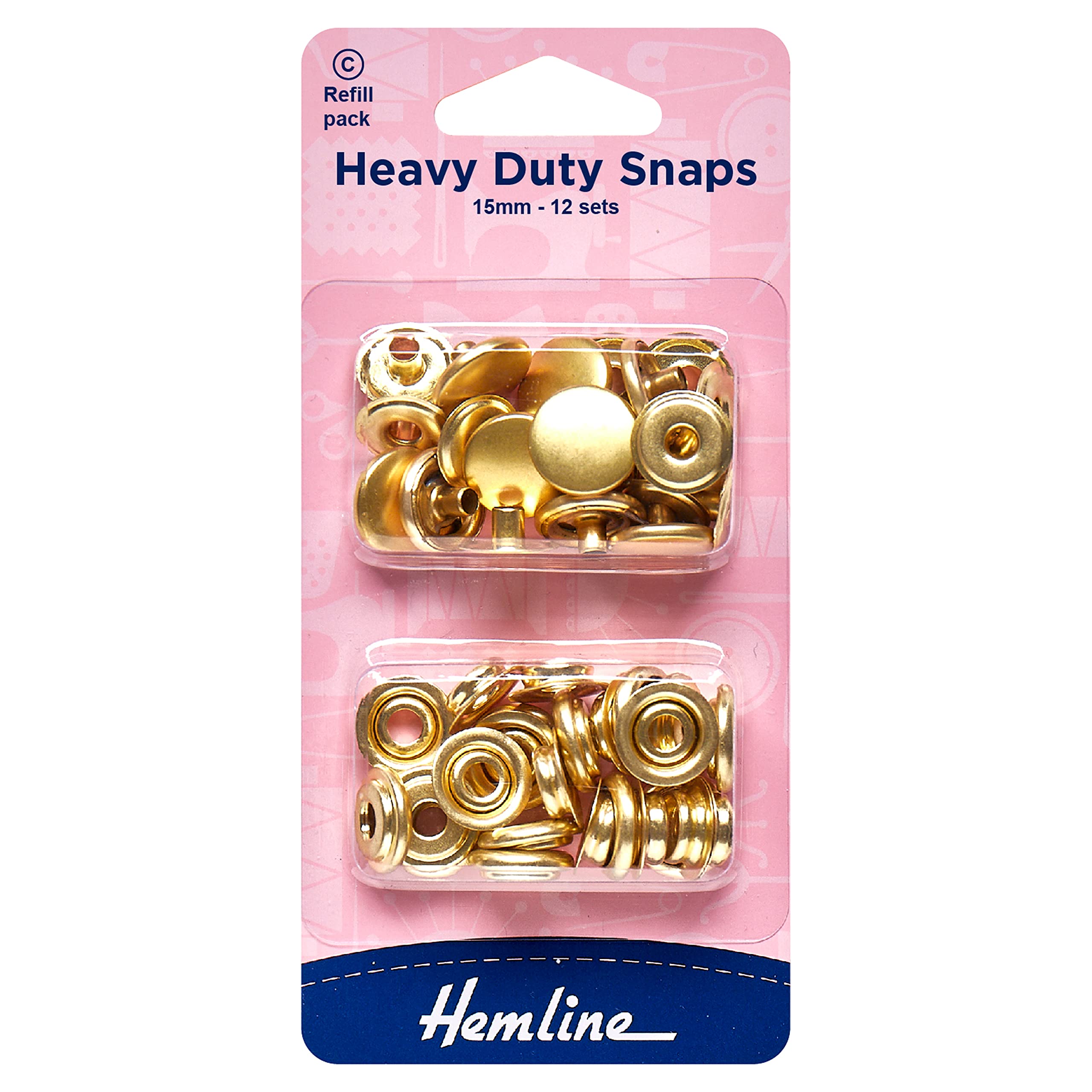 Hemline Gold Heavy Duty Metal Snaps Refill