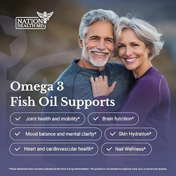 Omega-3 MD | Omega 3 Supplement for Women & Men | Wild-Caught & Burpless Fish Oil 3600 mg, Omega3 Fatty Acid EPA 1300 mg + DHA 860 mg. 30 Days Supply. 90 Softgels