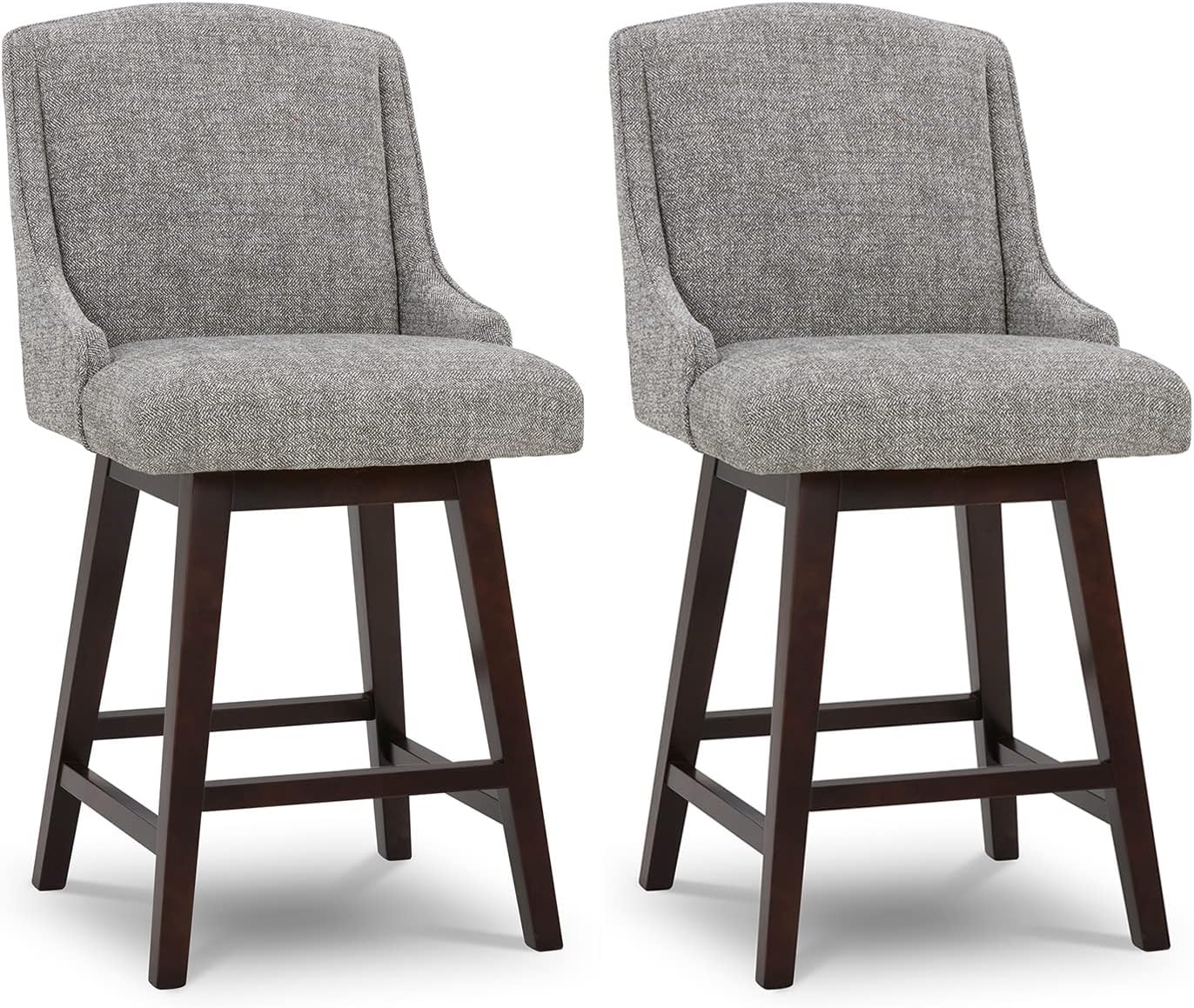 CHITA Counter Height Swivel Barstools, FSC Certified Upholstered Fabric Bar Stools Set of 2, 26" Seat Height, Pebble Grey