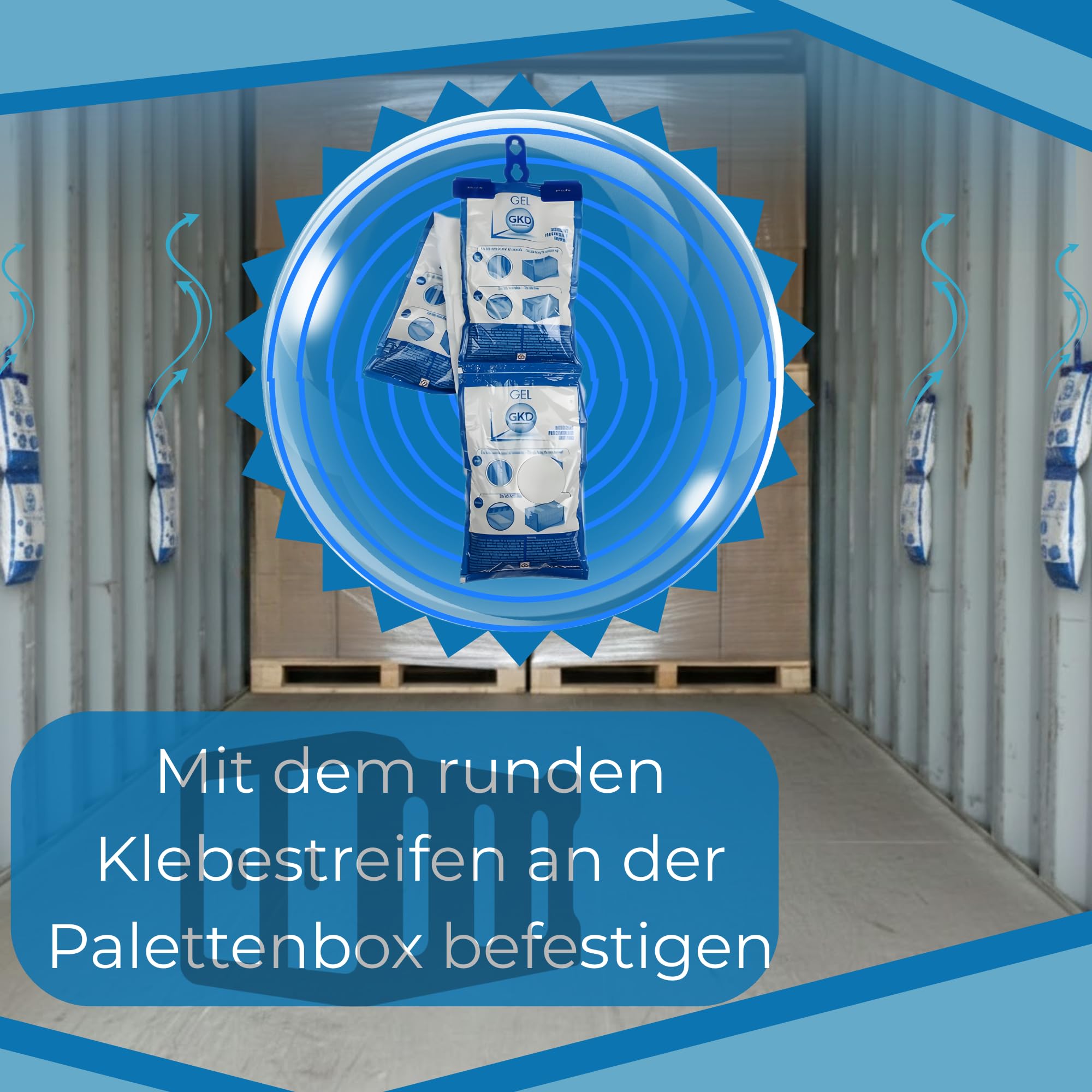 GK Hook 625 Gramm. Container Trockenmittel für Seetransport. Trockenbeutel mit Trocknungsgranulat. Wasserabsorber mit Trockensalz. Trockenmittel Transport