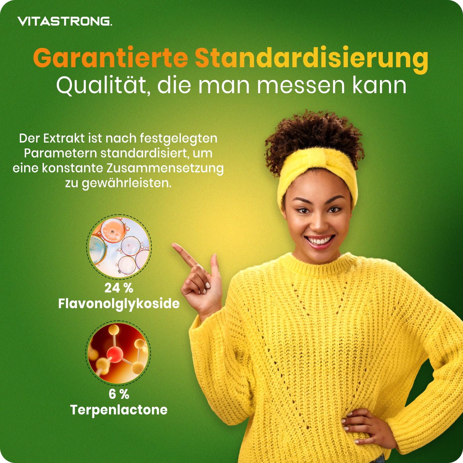 Ginkgo Biloba Nahrungsergänzungsmittel Vitastrong, 180 Vegan Tabletten, 6000mg hohe Bioverfügbarkeit, natürliches Nootropikum, Brain Focus Konzentration, Ginkgo Biloba Hochdosiert Gluten- und GVO-frei