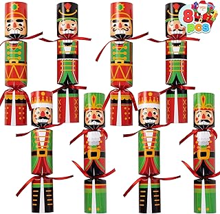 JOYIN 8 pcs Christmas Party Table Favor, No Snap Party Table Favor with Nutcracker Design for Christmas Holiday Traditions, Xmas Gift and Christmas Party Favor