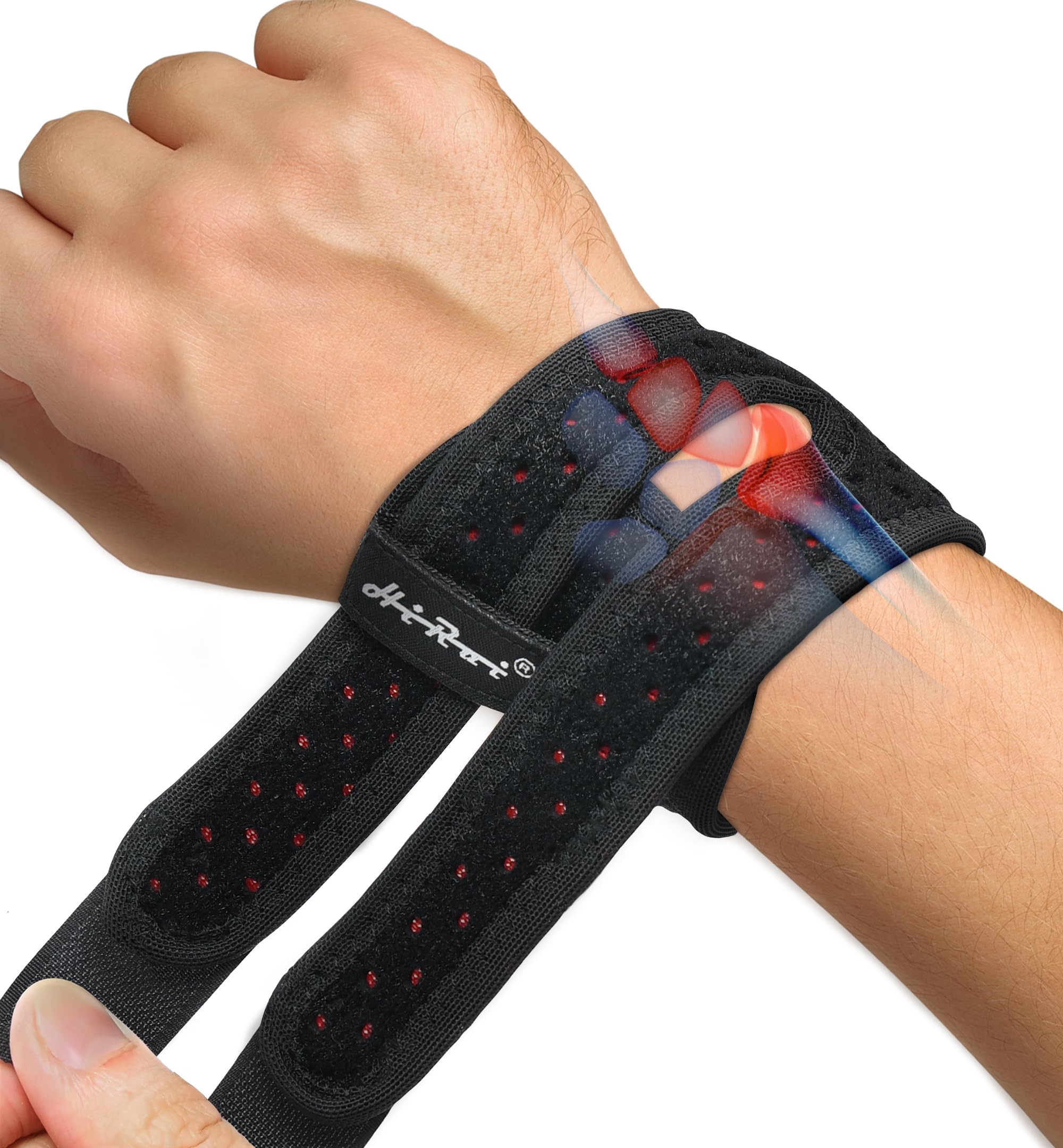 HiRui Wrist Brace for TFCC Tears, Adjustable Wristband Wrist Wraps Support for Fitness Weightlifting Tennis Tendonitis Carpal Tunnel Arthritis Pain Relief, One Size Adjustable (Black, 2 Pack)