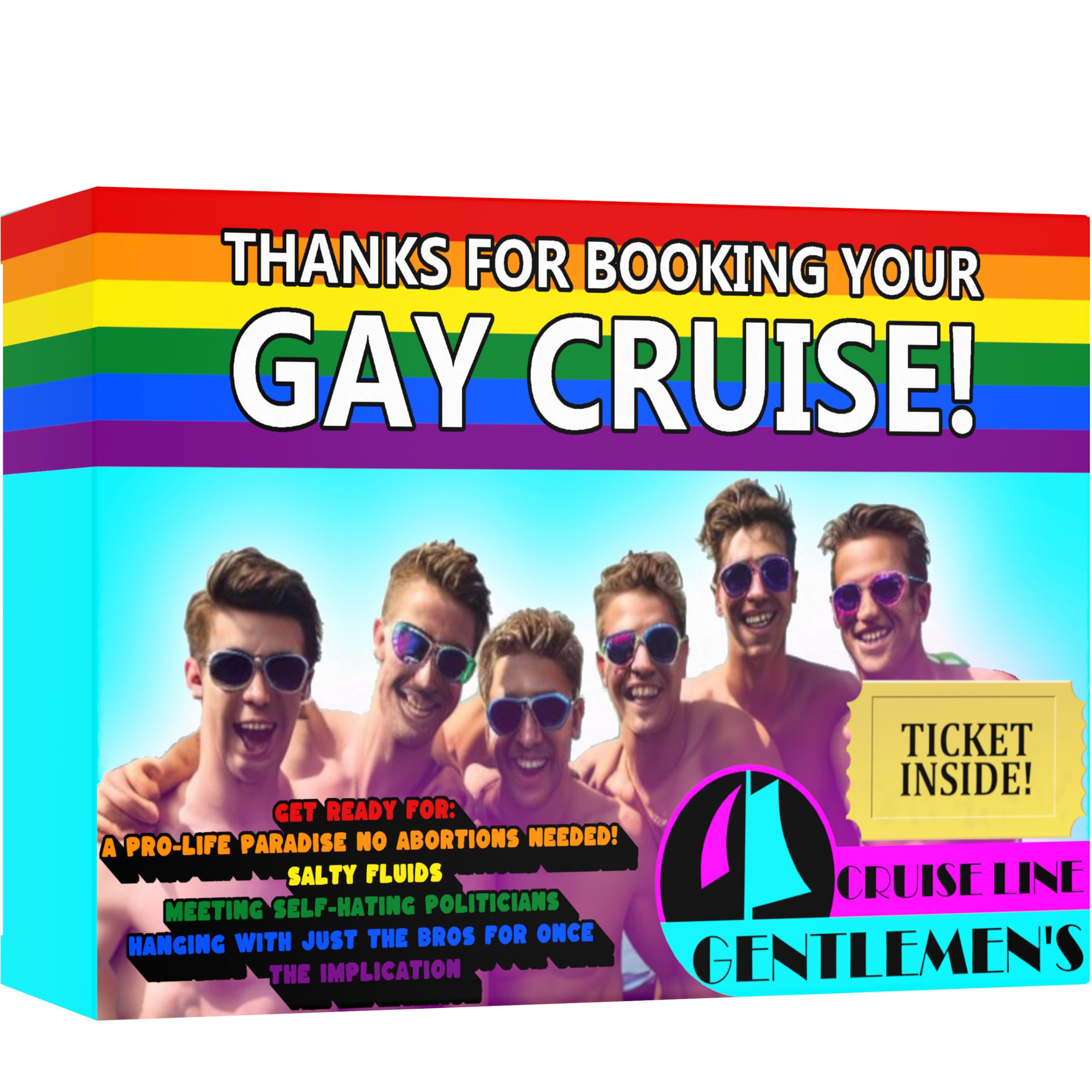 Prank Package - Gay Cruise - Sent to Target 100% Anonymously! Funny Satirical Novelty Mail Gag Gift Play Joke on Friends Family Coworkers Embarrassing Adult Humor April Fools
