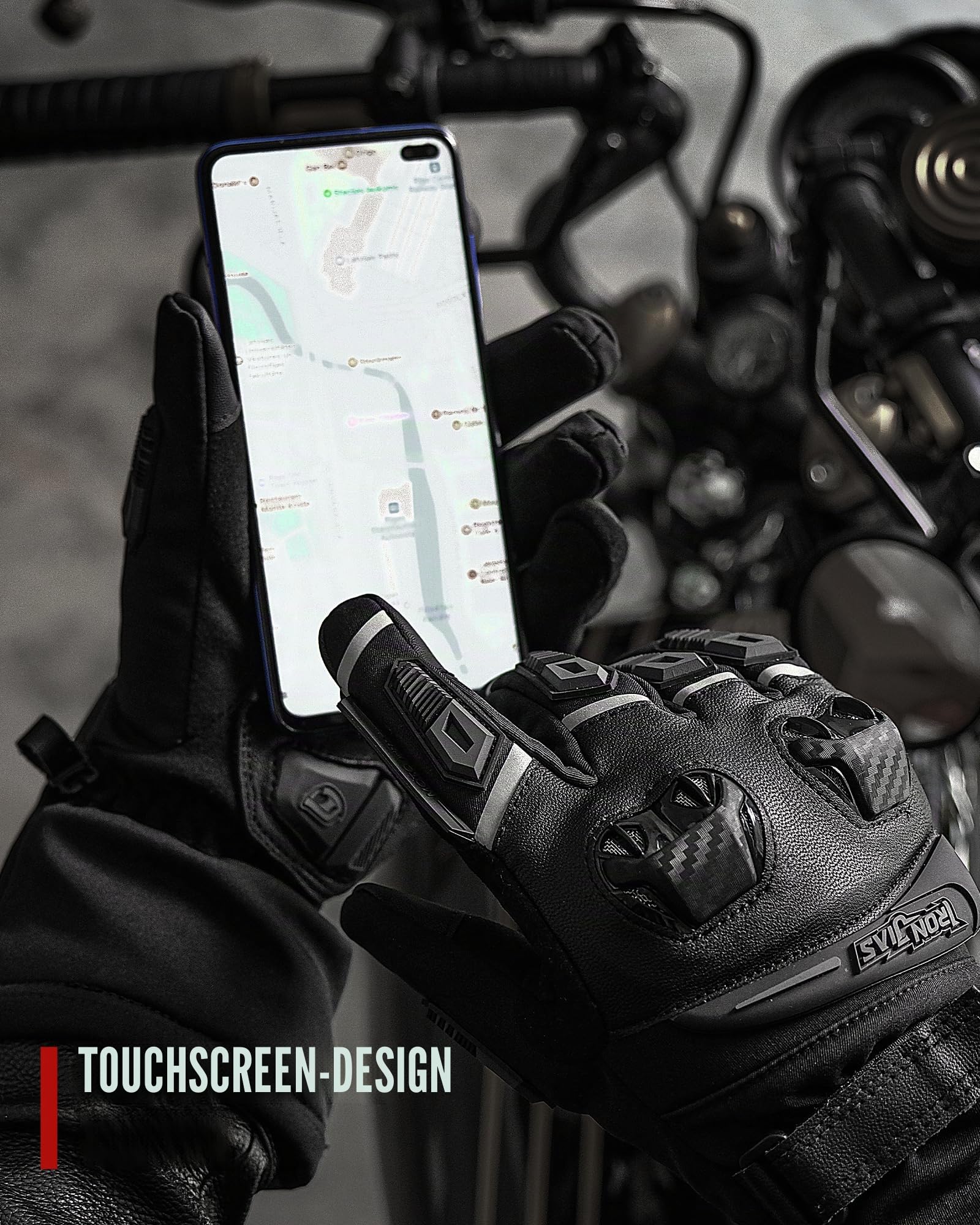 Grapelet Motorradhandschuhe Winter,Winddichte wasserdichte Motorrad Handschuhe für Herren,Touchscreen winterhandschuhe für Outdoor Sportarten