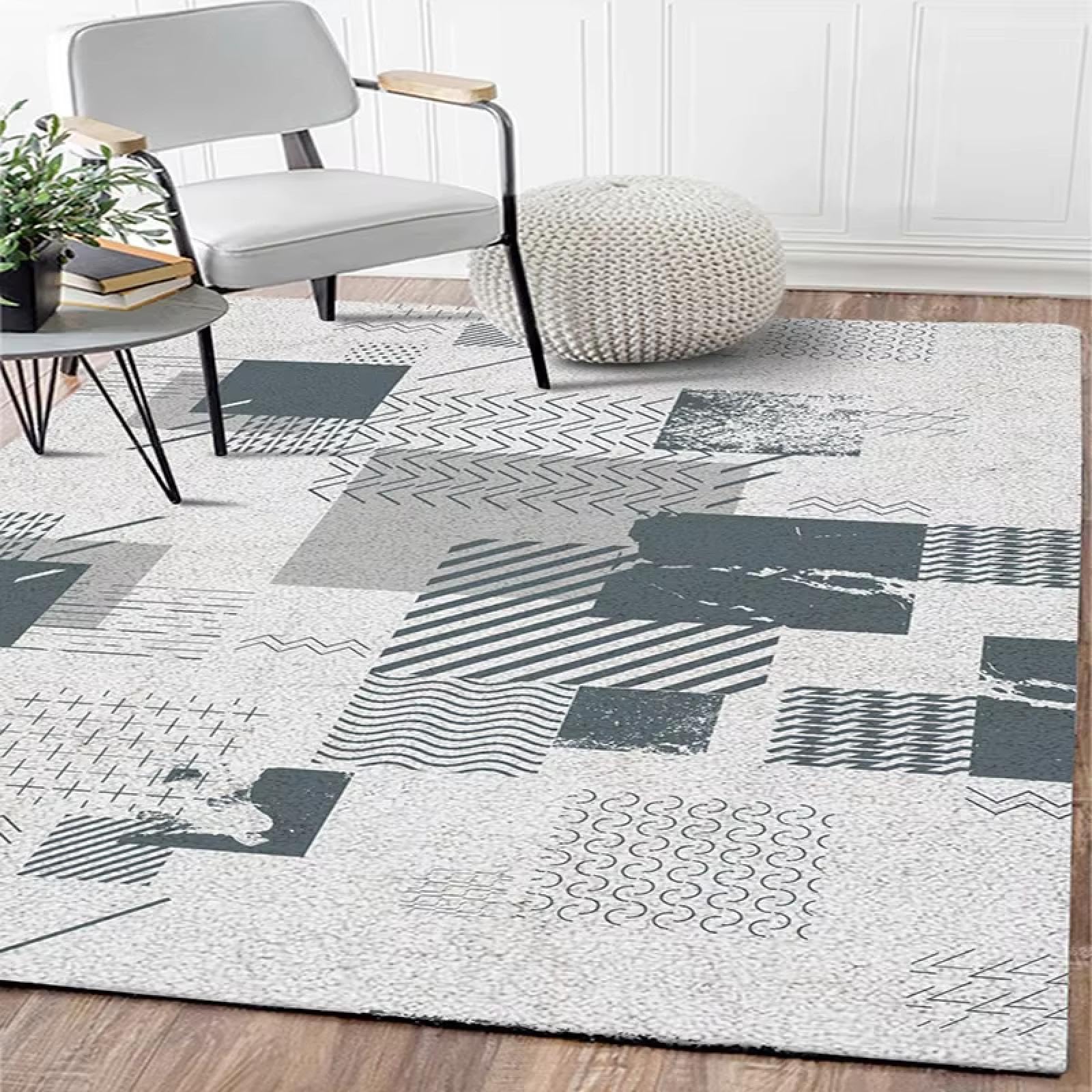 Grand tapis doux abstrait pour rechauffer l'ambiance de votre chambre a coucher