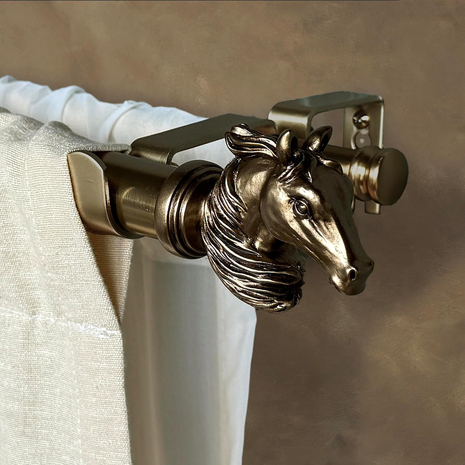Double Curtain Rod 36-72" Adjustable Curtain Rods in Warm Gold